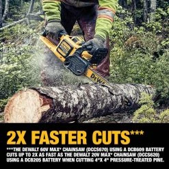 DEWALT 60V MAX 16in. Brushless Cordless Battery Powered Chainsaw Kit with (1) FLEXVOLT 2Ah Battery & Charger -Outdoor Power Equipment Sales Store dewalt cordless chainsaws dccs670t1 66 1000