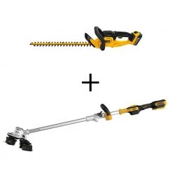 DEWALT 20V MAX Cordless Battery Powered Hedge Trimmer Kit & 20V Cordless String Trimmer (Tool Only)