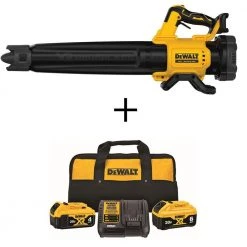 DEWALT 20V MAX 125 MPH 450 CFM Cordless Battery Powered Handheld Leaf Blower Kit with 6Ah and 4Ah Batteries, Charger and Bag