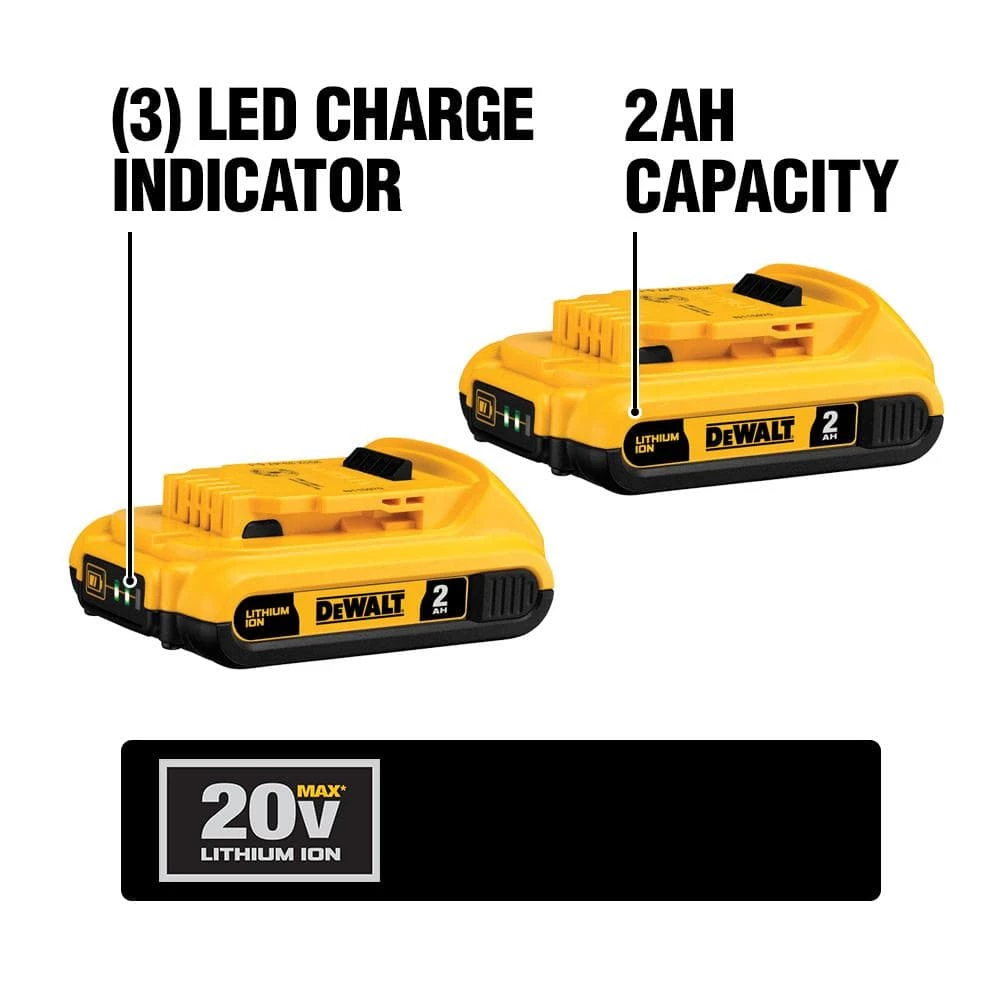 DEWALT 20-Volt MAX Compact Lithium-Ion 2.0Ah Battery Pack (2-Pack) 4 DEWALT 20-Volt MAX Compact Lithium-Ion 2.0Ah Battery Pack (2-Pack) - Image 2