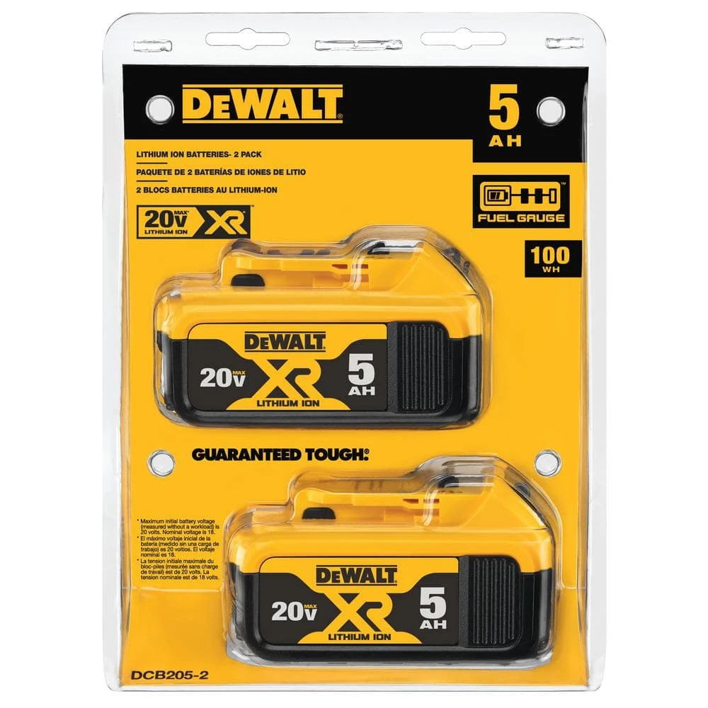 DEWALT 20-Volt MAX XR Premium Lithium-Ion 5.0Ah Battery Pack (2-Pack) 10 DEWALT 20-Volt MAX XR Premium Lithium-Ion 5.0Ah Battery Pack (2-Pack) - Image 8