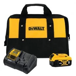 DEWALT 20-Volt MAX XR Premium Lithium-Ion 5.0Ah Battery Pack, Charger & Kit Bag