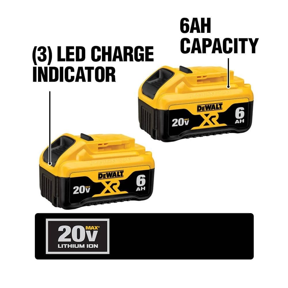 DEWALT 20-Volt MAX XR Premium Lithium-Ion 6.0Ah Battery Pack (2-Pack) 4 DEWALT 20-Volt MAX XR Premium Lithium-Ion 6.0Ah Battery Pack (2-Pack) - Image 2