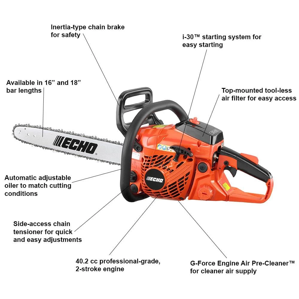ECHO 18 in. 40.2 cc Gas 2-Stroke Cycle Chainsaw 4 ECHO 18 in. 40.2 cc Gas 2-Stroke Cycle Chainsaw - Image 2