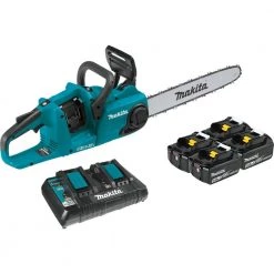 Makita 18-Volt X2 (36-Volt) LXT Lithium-Ion Brushless Cordless 16 in. Chain Saw Kit with 4 Batteries (5.0 Ah)