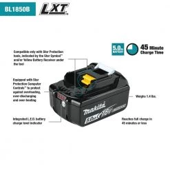 Makita 18V LXT Battery and Rapid Optimum Charger Starter Pack (5.0Ah) with bonus 3/8 in./1/4 in. 18V LXT Square Drive Ratchet -Outdoor Power Equipment Sales Store makita outdoor power batteries chargers bl1850bdc2xrw01 e1 1000
