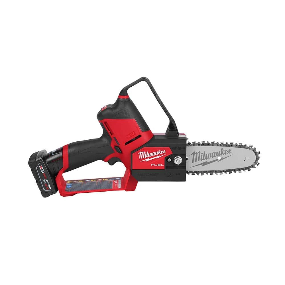 Milwaukee M12 FUEL 12-Volt Lithium-Ion Brushless Cordless 6 in. HATCHET Chainsaw Kit with 6.0 Ah and 4.0 Ah Battery, Charger 4 Milwaukee M12 FUEL 12-Volt Lithium-Ion Brushless Cordless 6 in. HATCHET Chainsaw Kit with 6.0 Ah and 4.0 Ah Battery, Charger - Image 2