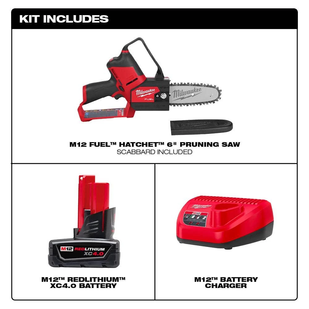 Milwaukee M12 FUEL 12-Volt Lithium-Ion Brushless Cordless 6 in. HATCHET Pruning Saw Kit with 4.0 Ah Battery and Charger 4 Milwaukee M12 FUEL 12-Volt Lithium-Ion Brushless Cordless 6 in. HATCHET Pruning Saw Kit with 4.0 Ah Battery and Charger - Image 2