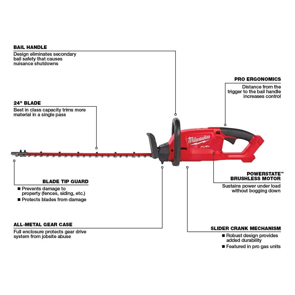 Milwaukee M18 FUEL 18V Lithium-Ion Brushless Cordless Hedge Trimmer W/ M18 5.0Ah Battery 5 Milwaukee M18 FUEL 18V Lithium-Ion Brushless Cordless Hedge Trimmer W/ M18 5.0Ah Battery - Image 3