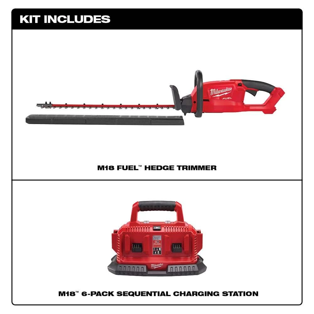 Milwaukee M18 FUEL 18V Lithium-Ion Brushless Cordless Hedge Trimmer with M18 6-Port Sequential Battery Charger 4 Milwaukee M18 FUEL 18V Lithium-Ion Brushless Cordless Hedge Trimmer with M18 6-Port Sequential Battery Charger - Image 2