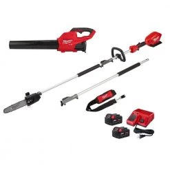 Milwaukee M18 FUEL 120 MPH 450 CFM 18V Lithium-Ion Brushless Cordless Handheld Blower w/Two 5Ah Batteries, Charger, Pole Saw