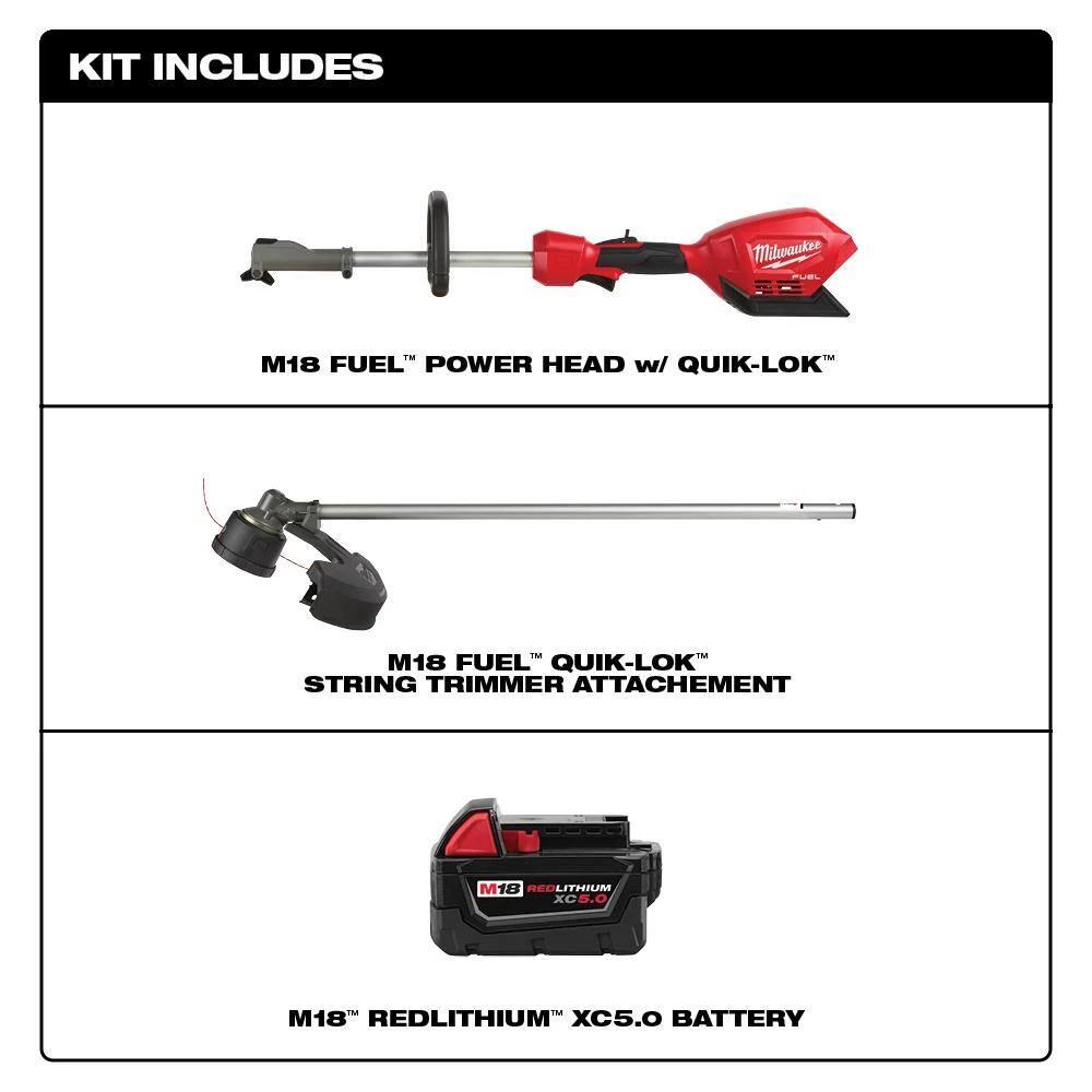 Milwaukee M18 FUEL 18V Lithium-Ion Cordless Brushless String Grass Trimmer W/ Attachment Capability W/ M18 5.0Ah Battery 4 Milwaukee M18 FUEL 18V Lithium-Ion Cordless Brushless String Grass Trimmer W/ Attachment Capability W/ M18 5.0Ah Battery - Image 2