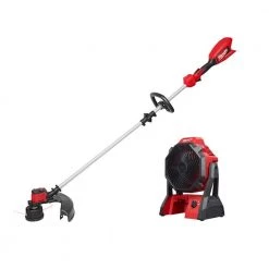 Milwaukee M18 18V Lithium-Ion Brushless Cordless String Trimmer Kit with 6.0 Ah Battery, Charger and M18 18V Jobsite Fan