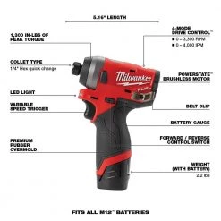 Milwaukee M12 FUEL 12-Volt Lithium-Ion Brushless Cordless 1/4 in. Hex Impact Driver Kit W/ M12 6.0Ah Battery -Outdoor Power Equipment Sales Store milwaukee outdoor power batteries chargers 2553 22 48 11 2460 40 1000
