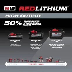 Milwaukee M18 18-Volt Lithium-Ion High Output 12.0Ah Battery with Two 5.0Ah Batteries (3-Pack) -Outdoor Power Equipment Sales Store milwaukee outdoor power batteries chargers 48 11 1812p5 77 1000