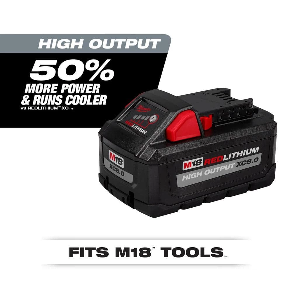 Milwaukee M18 18-Volt Lithium-Ion HIGH OUTPUT XC 8.0 Ah and 3 Ah Battery (2-Pack) 5 Milwaukee M18 18-Volt Lithium-Ion HIGH OUTPUT XC 8.0 Ah and 3 Ah Battery (2-Pack) - Image 3