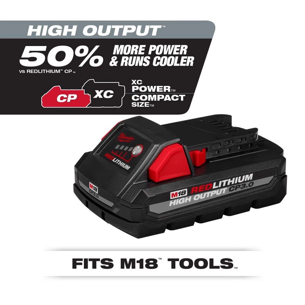 Milwaukee M18 18-Volt Lithium-Ion HIGH OUTPUT CP 3.0 Ah Battery Pack (2-Pack) w/9 in. 5 TPI AX Carbide Reciprocating Saw Blade 4 Milwaukee M18 18-Volt Lithium-Ion HIGH OUTPUT CP 3.0 Ah Battery Pack (2-Pack) w/9 in. 5 TPI AX Carbide Reciprocating Saw Blade - Image 2
