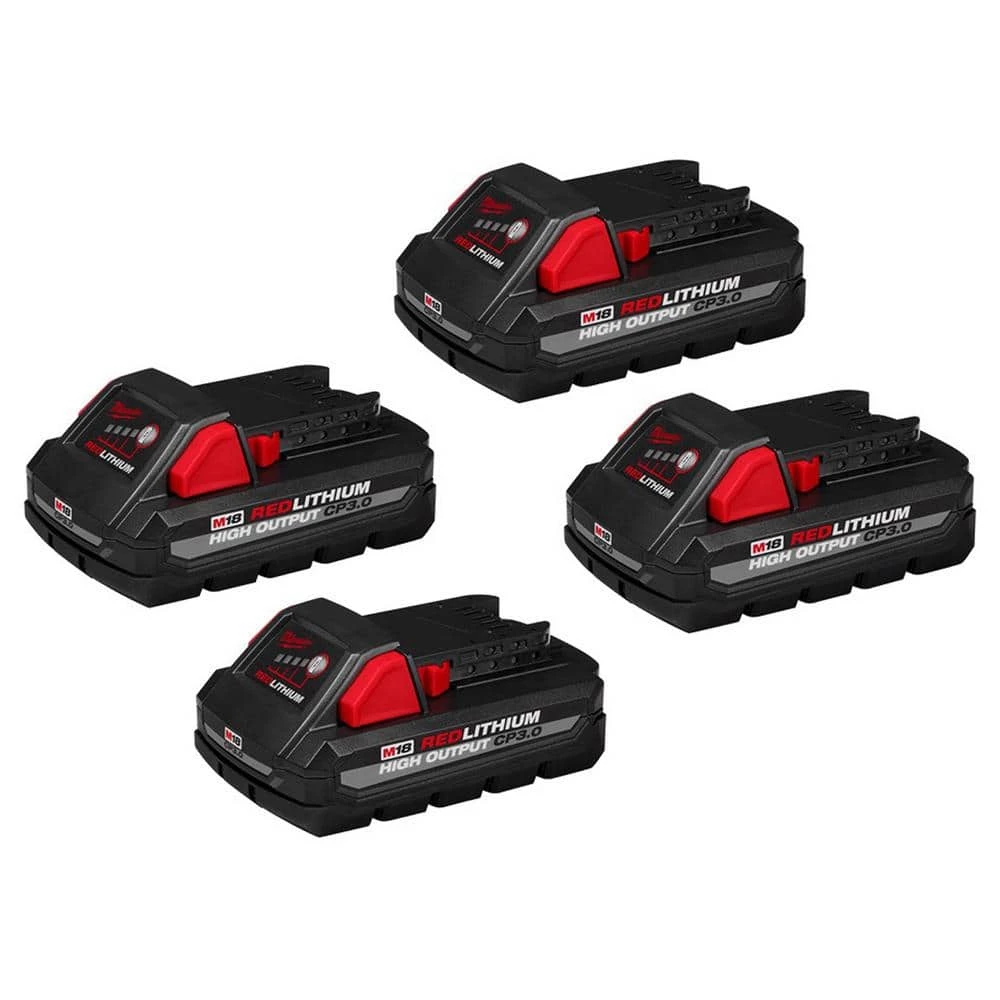 Milwaukee M18 18-Volt Lithium-Ion HIGH OUTPUT CP 3.0 Ah Battery Pack (4-Pack) 3 Milwaukee M18 18-Volt Lithium-Ion HIGH OUTPUT CP 3.0 Ah Battery Pack (4-Pack)