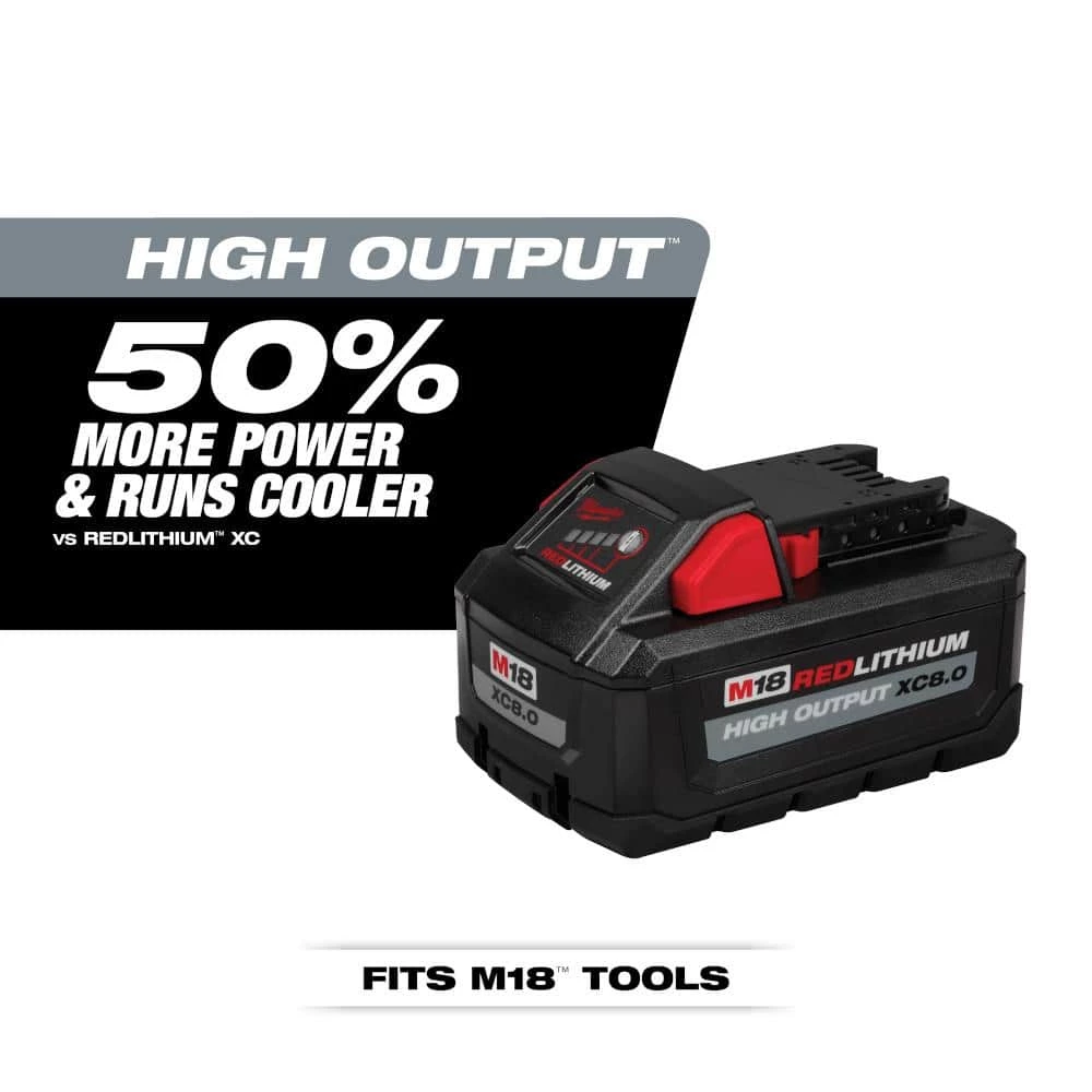 Milwaukee M18 18-Volt Lithium-Ion HIGH OUTPUT XC 8.0 Ah Battery 4 Milwaukee M18 18-Volt Lithium-Ion HIGH OUTPUT XC 8.0 Ah Battery - Image 2
