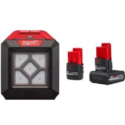 Milwaukee M12 12-Volt Lithium-Ion XC High Output 5.0 Ah Battery Pack W/High Output 2.5 Ah Battery Pack + Rover LED Flood Light