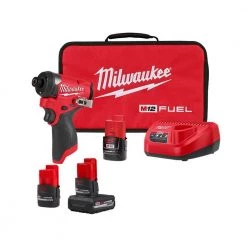 Milwaukee M12 12-Volt Lithium-Ion XC High Output 5.0 Ah Battery Pack W/High Output 2.5 Ah Battery Pack + 1/4 in. Impact Driver Kit