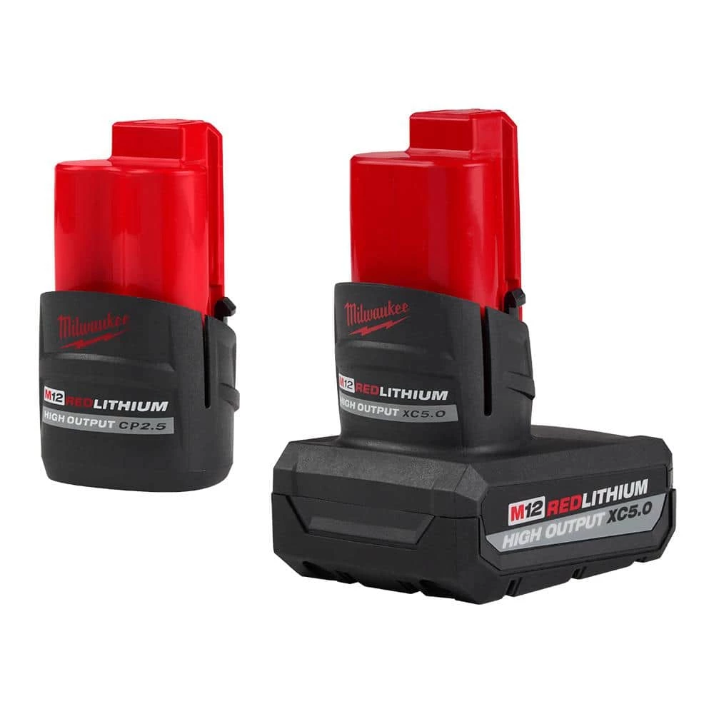 Milwaukee M12 12V Lithium-Ion XC High Output 5.0Ah Battery Pack W/High Output 2.5Ah Battery Pack 3 Milwaukee M12 12V Lithium-Ion XC High Output 5.0Ah Battery Pack W/High Output 2.5Ah Battery Pack