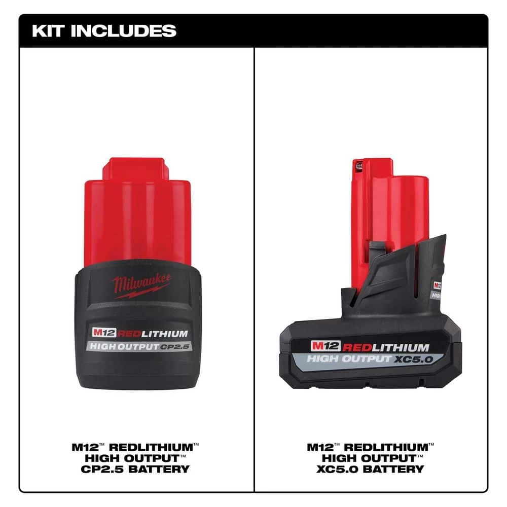 Milwaukee M12 12V Lithium-Ion XC High Output 5.0Ah Battery Pack W/High Output 2.5Ah Battery Pack 4 Milwaukee M12 12V Lithium-Ion XC High Output 5.0Ah Battery Pack W/High Output 2.5Ah Battery Pack - Image 2