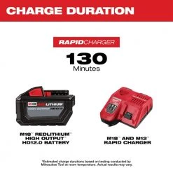 Milwaukee M18 18-Volt Lithium-Ion High Output Battery Pack 12.0 Ah and Rapid Charger Starter Kit -Outdoor Power Equipment Sales Store milwaukee outdoor power batteries chargers 48 59 1200 77 1000
