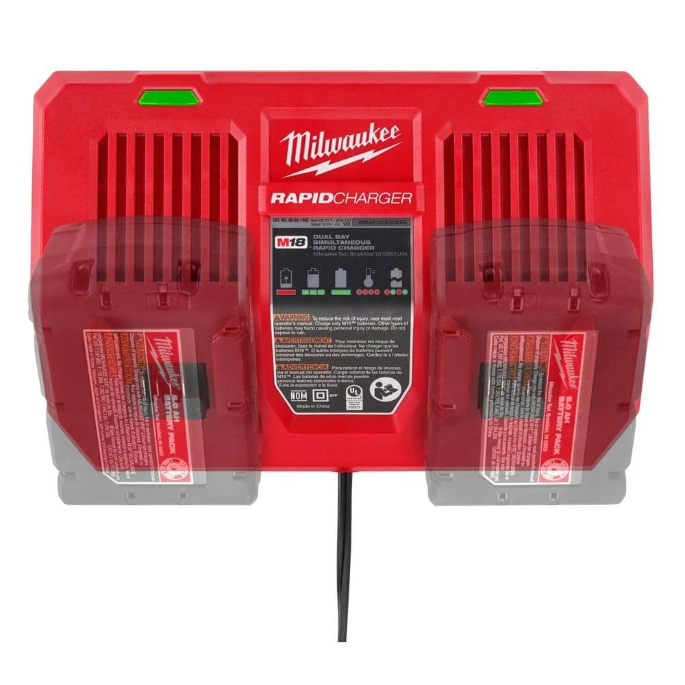 Milwaukee M18 18-Volt Lithium-Ion Dual Bay Rapid Battery Charger with 3.0Ah Battery Pack (2-Pack) 12 Milwaukee M18 18-Volt Lithium-Ion Dual Bay Rapid Battery Charger with 3.0Ah Battery Pack (2-Pack) - Image 10