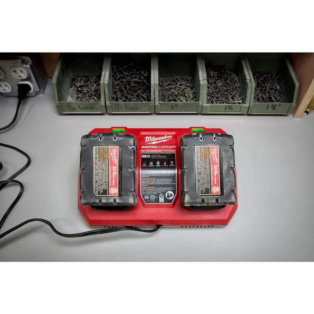 Milwaukee M18 18-Volt Lithium-Ion Dual Bay Rapid Battery Charger with 3.0Ah Battery Pack (2-Pack) 14 Milwaukee M18 18-Volt Lithium-Ion Dual Bay Rapid Battery Charger with 3.0Ah Battery Pack (2-Pack) - Image 12