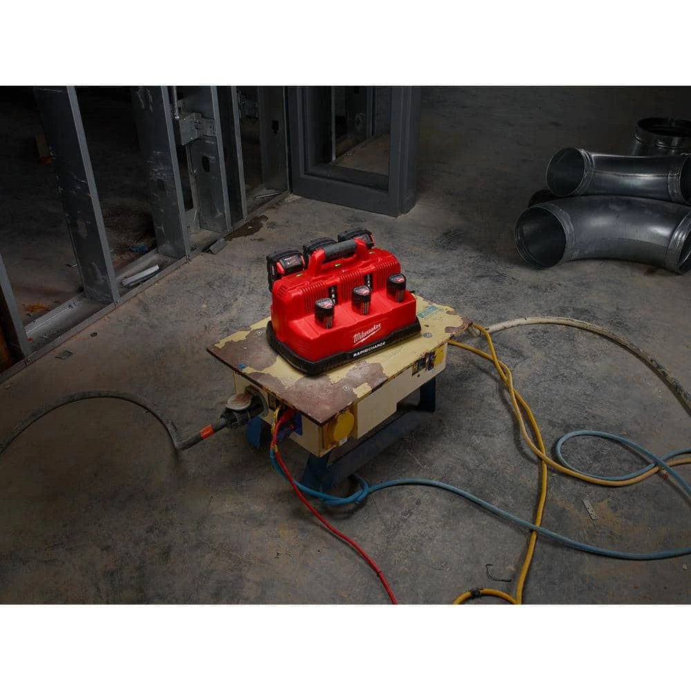 Milwaukee M12 and M18 12-Volt/18-Volt Lithium-Ion Multi-Voltage 6-Port Sequential Rapid Battery Charger (3 M12 and 3 M18 Ports) 8 Milwaukee M12 and M18 12-Volt/18-Volt Lithium-Ion Multi-Voltage 6-Port Sequential Rapid Battery Charger (3 M12 and 3 M18 Ports) - Image 6