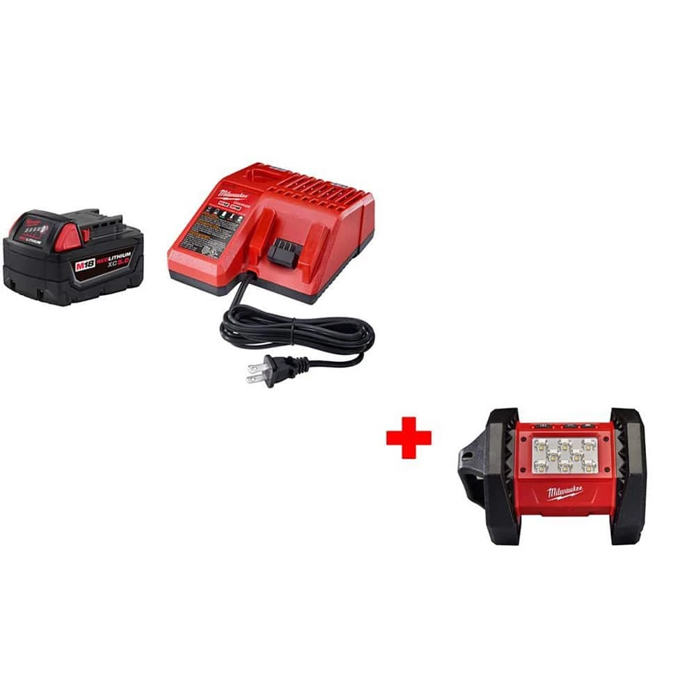 Milwaukee M18 18-Volt Lithium-Ion Cordless 5.0Ah Starter Kit with M18 18-Volt Lithium-Ion Cordless LED Flood Light 3 Milwaukee M18 18-Volt Lithium-Ion Cordless 5.0Ah Starter Kit with M18 18-Volt Lithium-Ion Cordless LED Flood Light