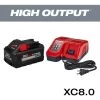 Milwaukee M18 18-Volt Lithium-Ion HIGH OUTPUT Starter Kit with XC 8.0Ah Battery and Rapid Charger -Outdoor Power Equipment Sales Store milwaukee outdoor power batteries chargers 48 59 1880 64 1000