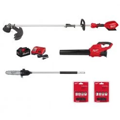 Milwaukee M18 FUEL 18-Volt Brushless Cordless Electric String Trimmer/Blower Combo Kit w/Pole Saw & Two 10 in. Saw Chains (3-Tool)