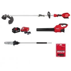 Milwaukee M18 FUEL 18-Volt Brushless Cordless Electric String Trimmer/Blower Combo Kit w/Pole Saw & 10 in. Saw Chain (3-Tool)