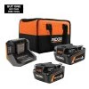 RIDGID 18V 6.0 Ah and 4.0 Ah MAX Output Lithium-Ion Batteries and Charger Kit with Bag -Outdoor Power Equipment Sales Store ridgid outdoor power batteries chargers ac840060sb1 64 1000