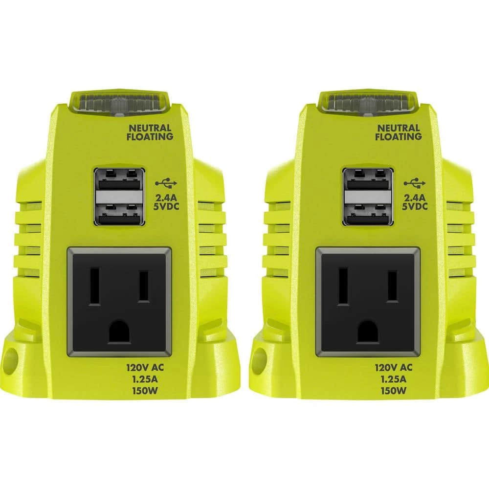 RYOBI (2) 150-Watt Battery Powered Inverter for ONE+ 18V Battery 10 RYOBI (2) 150-Watt Battery Powered Inverter for ONE+ 18V Battery - Image 8