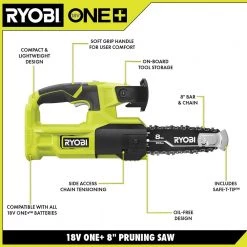 RYOBI ONE+ 18V 8 in. Cordless Battery Pruning Chainsaw with 2.0 Ah Battery and Charger -Outdoor Power Equipment Sales Store ryobi cordless chainsaws p5453 d4 1000