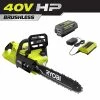 RYOBI 40V HP Brushless 14 in. Cordless Battery Chainsaw with 4.0 Ah Battery and Charger -Outdoor Power Equipment Sales Store ryobi cordless chainsaws ry405100 64 1000