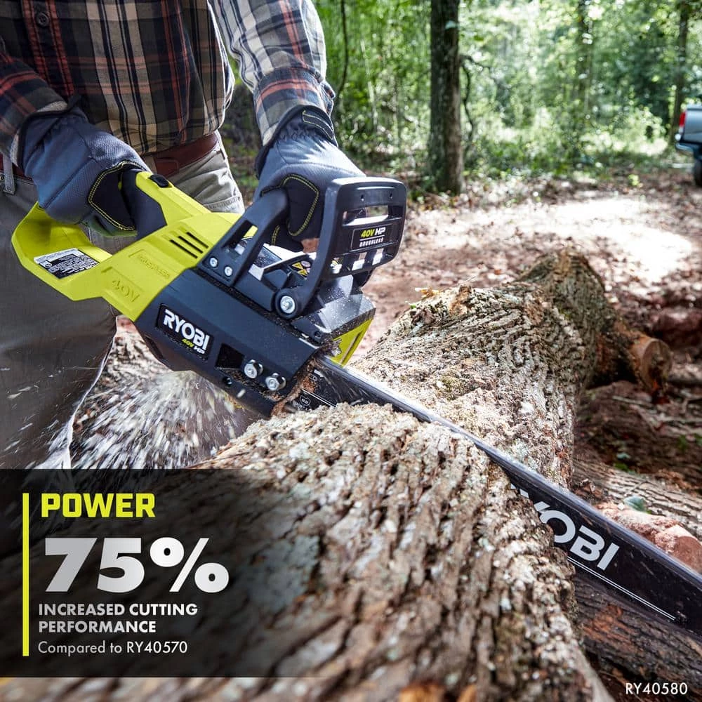RYOBI 40V HP Brushless 18 in. Cordless Battery Chainsaw with 5.0 Ah Battery and Charger 7 RYOBI 40V HP Brushless 18 in. Cordless Battery Chainsaw with 5.0 Ah Battery and Charger - Image 5