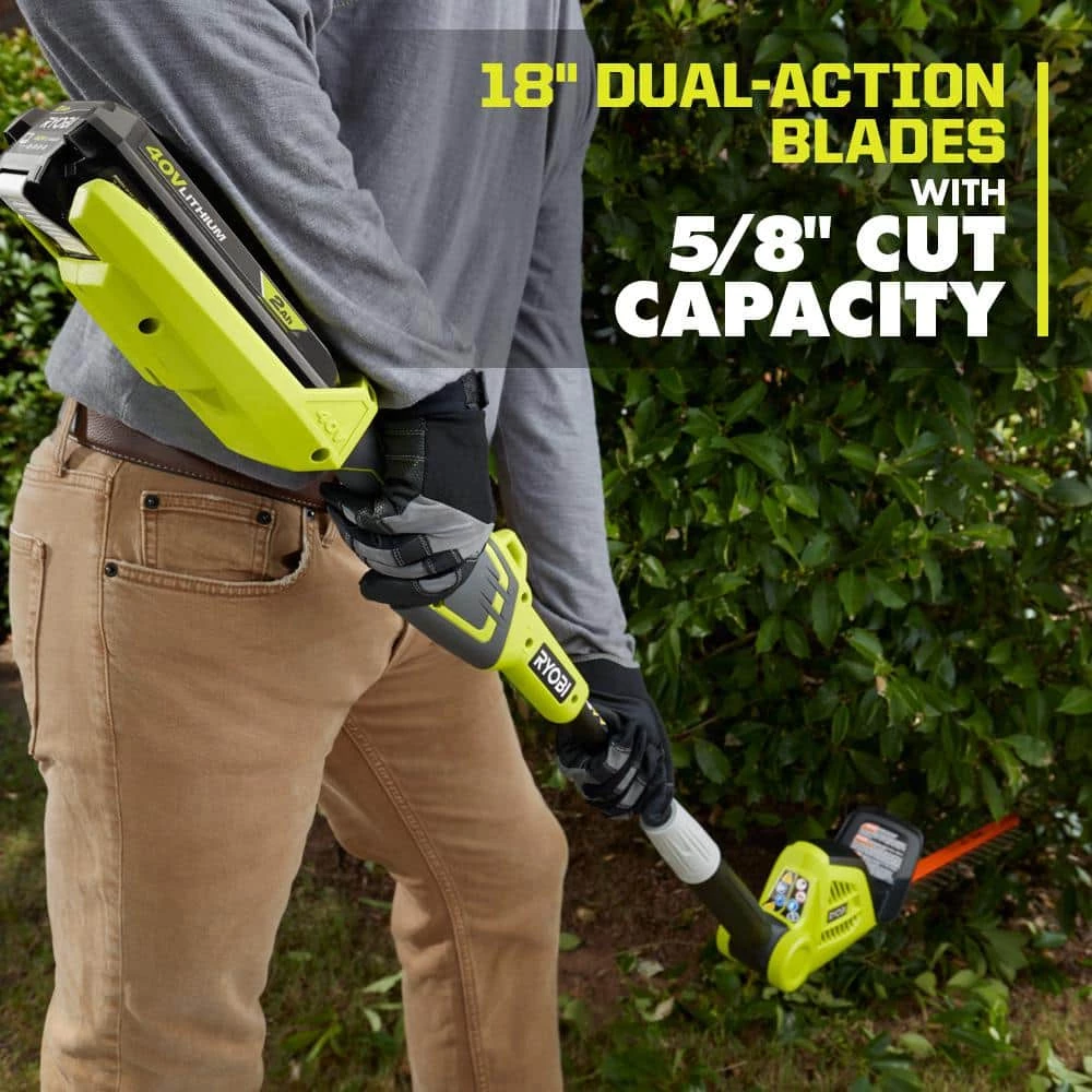 RYOBI 40V 18 in. Cordless Battery Pole Hedge Trimmer with 2.0 Ah Battery and Charger 8 RYOBI 40V 18 in. Cordless Battery Pole Hedge Trimmer with 2.0 Ah Battery and Charger - Image 6