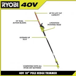RYOBI 40V 18 in. Cordless Battery Pole Hedge Trimmer with 2.0 Ah Battery and Charger 20 RYOBI 40V 18 in. Cordless Battery Pole Hedge Trimmer with 2.0 Ah Battery and Charger -Outdoor Power Equipment Sales Store ryobi cordless hedge trimmers ry40630 a0 1000