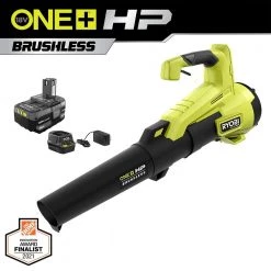 RYOBI ONE+ HP 18V Brushless 110 MPH 350 CFM Cordless Variable-Speed Jet Fan Leaf Blower w/ 4.0 Ah Battery and Charger