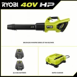 RYOBI 40V HP Brushless Whisper Series 190 MPH 730 CFM Cordless Battery Jet Fan Leaf Blower with (2) 4.0 Ah Batteries & Charger -Outdoor Power Equipment Sales Store ryobi cordless leaf blowers ry404100vnm 40 1000