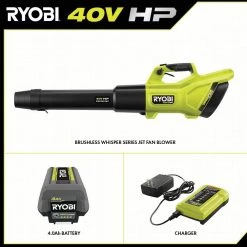 RYOBI 40V HP Brushless Whisper Series 155 MPH 600 CFM Cordless Battery Leaf Blower with 4.0 Ah Battery and Charger -Outdoor Power Equipment Sales Store ryobi cordless leaf blowers ry404130vnm 40 1000