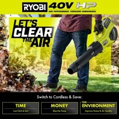 RYOBI 40V HP Brushless Whisper Series 155 MPH 600 CFM Cordless Battery Leaf Blower with 4.0 Ah Battery and Charger -Outdoor Power Equipment Sales Store ryobi cordless leaf blowers ry404130vnm d4 1000