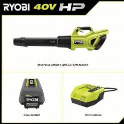 RYOBI 40V HP Brushless Whisper Series 160 MPH 650 CFM Cordless Battery Leaf Blower with 6.0 Ah Battery and Charger -Outdoor Power Equipment Sales Store ryobi cordless leaf blowers ry404140vnm 40 1000
