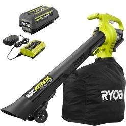 RYOBI 40V Vac Attack Cordless Leaf Vacuum/Mulcher with 5.0 Ah Battery and Charger