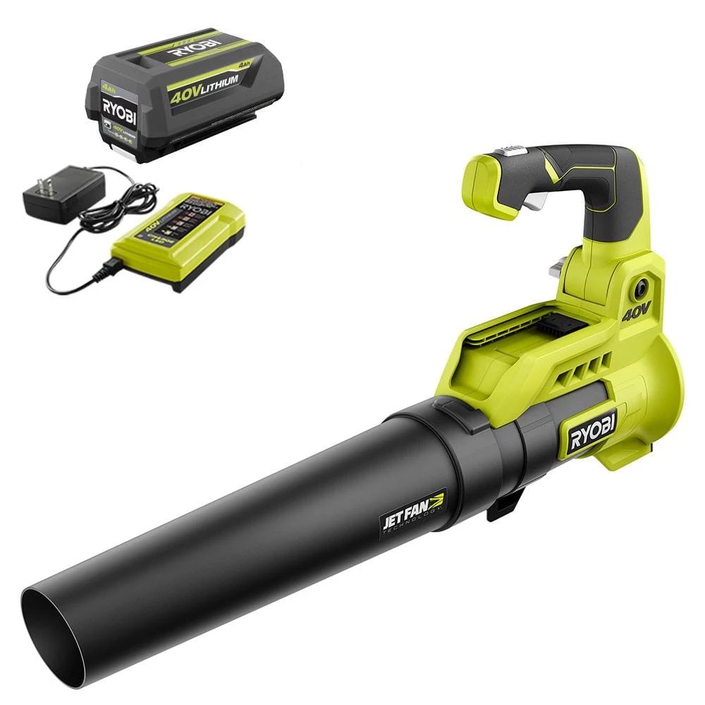 RYOBI 40V 110 MPH 525 CFM Cordless Battery Variable-Speed Jet Fan Leaf Blower with 4.0 Ah Battery and Charger 3 RYOBI 40V 110 MPH 525 CFM Cordless Battery Variable-Speed Jet Fan Leaf Blower with 4.0 Ah Battery and Charger
