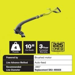 RYOBI ONE+ 18V 10 in. Cordless Battery String Trimmer and Edger (Tool Only) -Outdoor Power Equipment Sales Store ryobi cordless string trimmers p2003a fa 1000